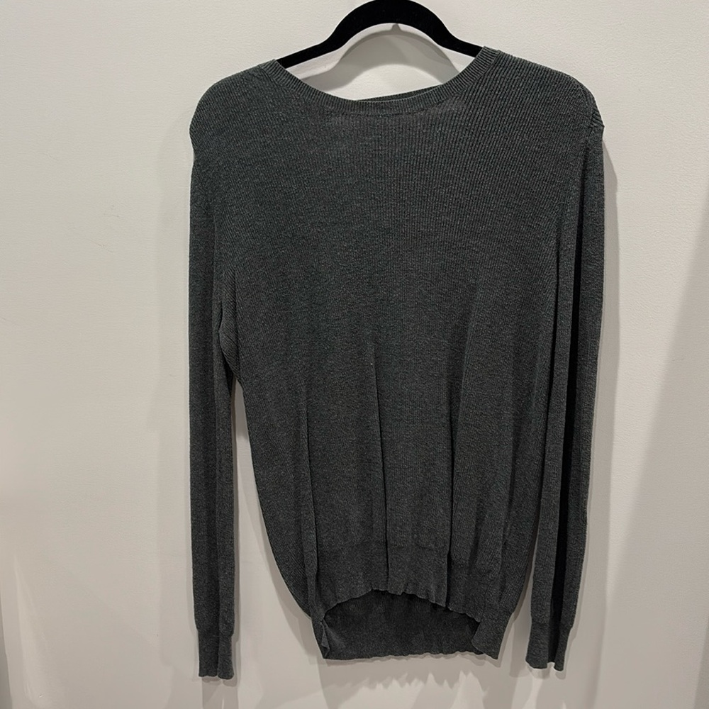 Open back grey women’s sweater size small